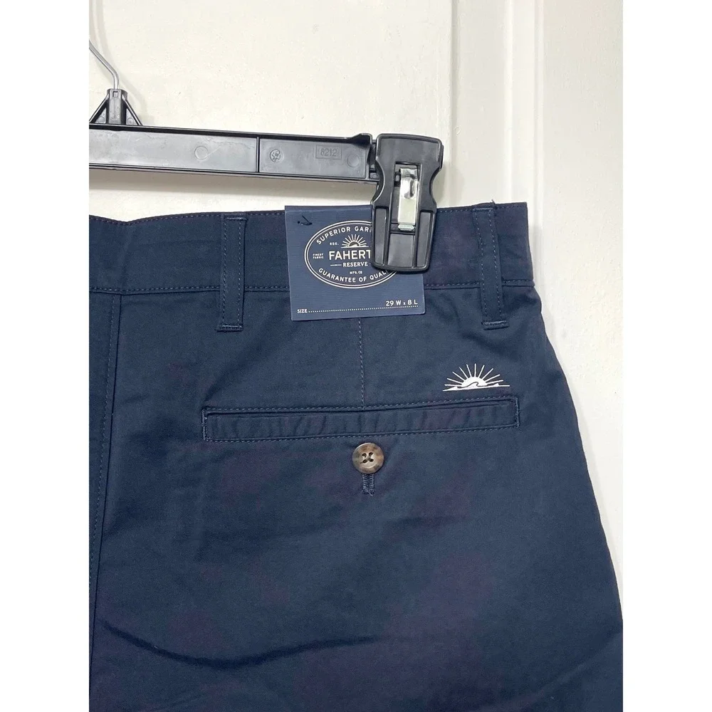 Faherty Movement‎ Straight Leg Organic Cotton COOLMAX-Blend Chino Shorts Blue 29